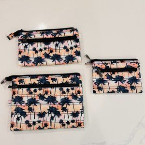 Lug Cosmetic Bags Set of 3- New- Tropical Sunset Print-3 stacking pieces